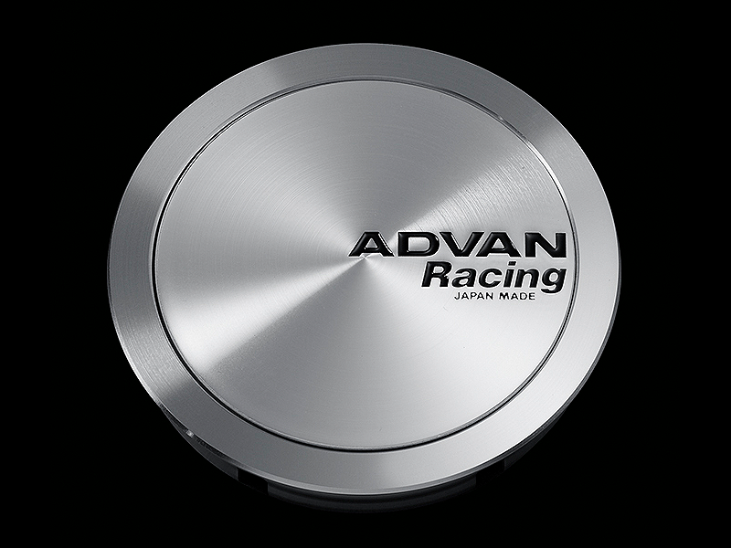 Advan 63mm Full Flat Center Cap - Platinum Silver w/ Black Letters